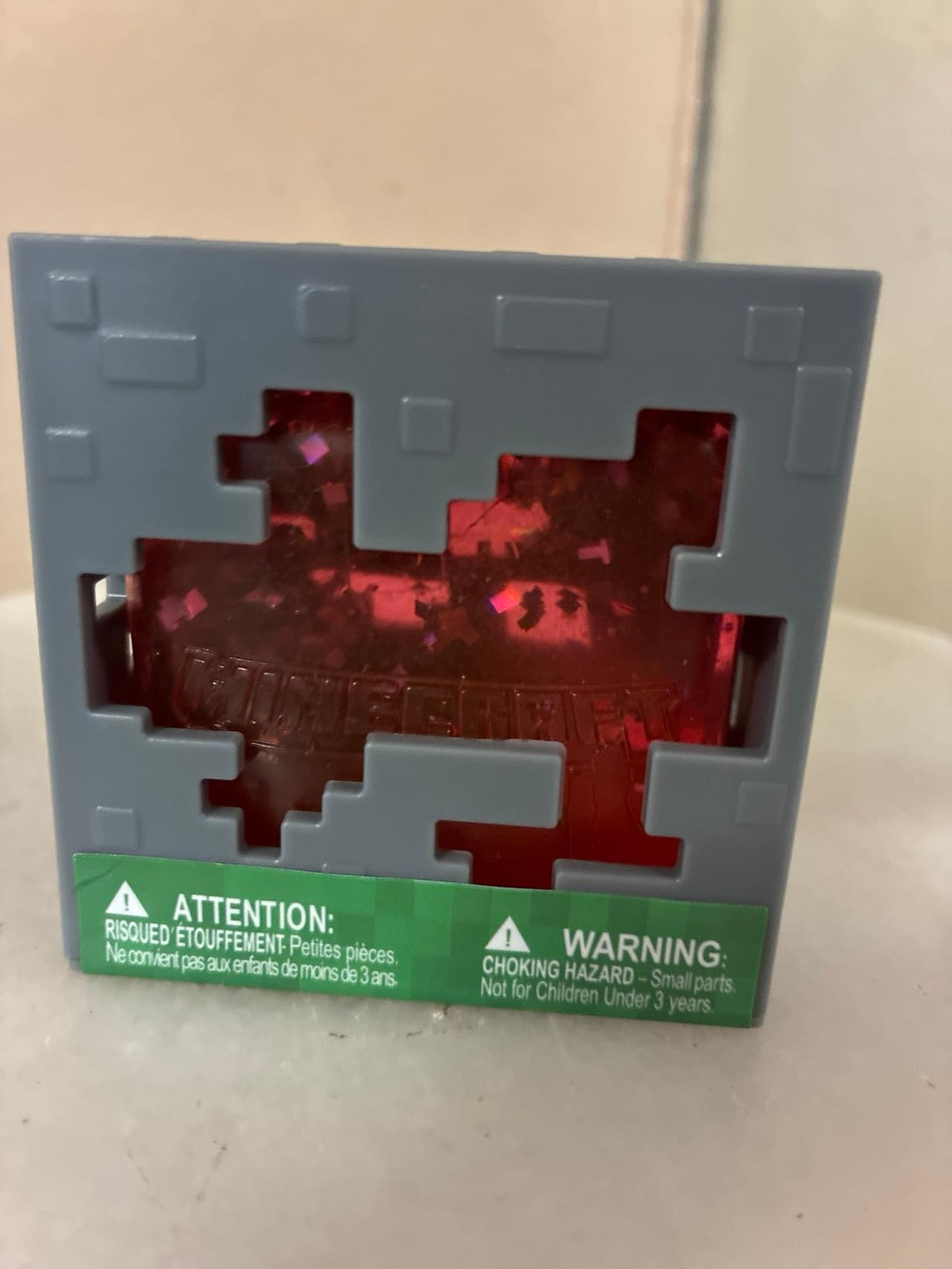 Minecraft Red Glitter Jelly Cube Fidget Toy