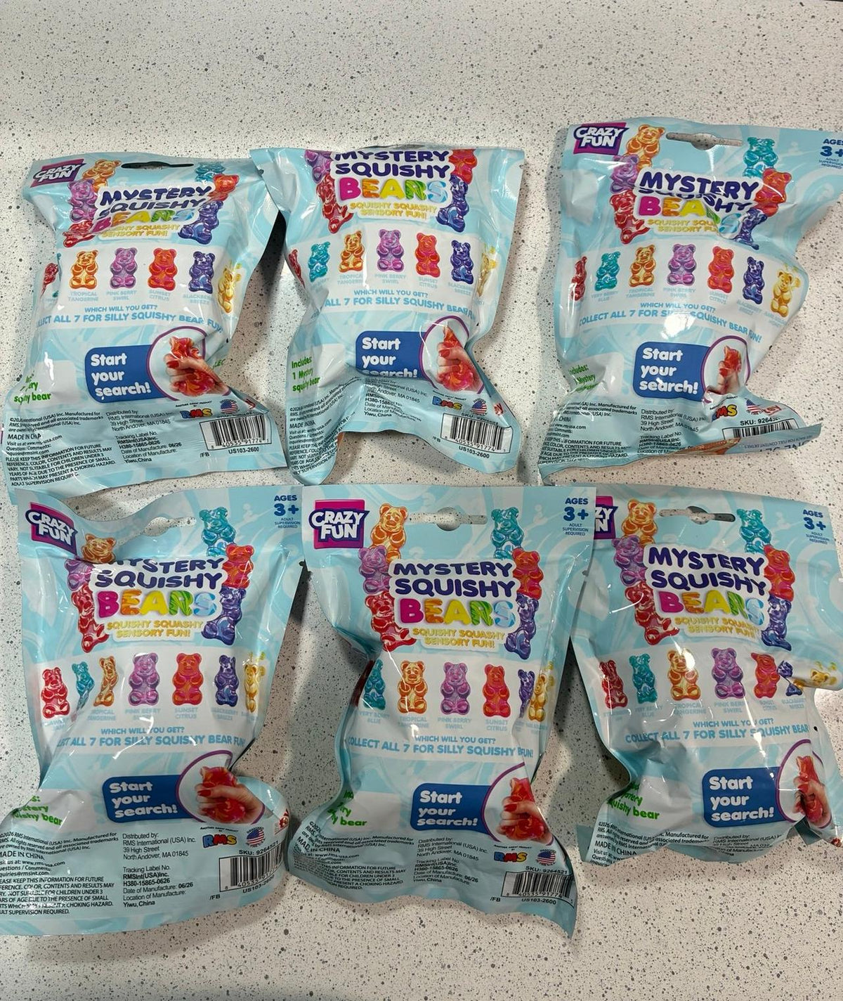 RMS Crazy Fun Mystery Squishy Bears series 6 (set of 6)